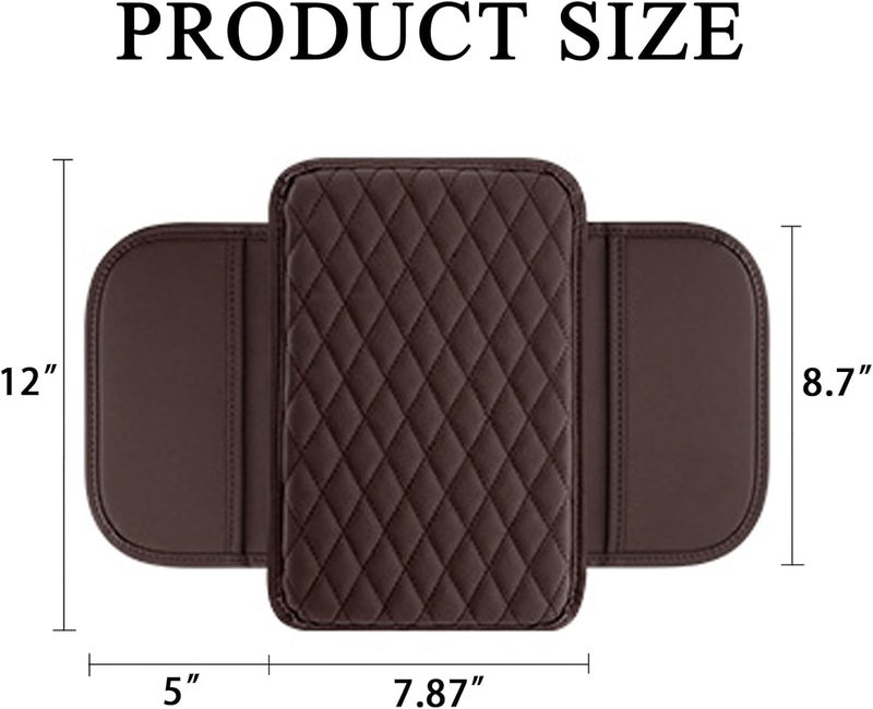 Myston Upgraded Car Center Console Cover, Leather Armrest Cushion Pad with 2 Storage Bags, Microfiber Soft Waterproof Seat Box Cover Protector, Car Interior Decor Accessories Fit for Most Cars, Vehicles - Image 2